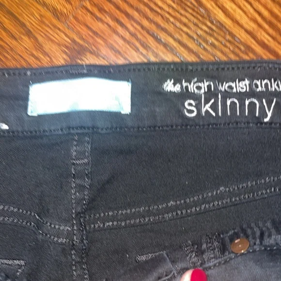 7 For All Man Kind Black Denim Jeans high waist ankle skinny - Picture 5 of 9